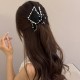 1-Pc BLACK Pearl Satine Fabric Clutcher Korean Fashionable Fancy Stylish Large Pearl Hair Claw Clips Long Hair Jaw Clips Clutches Barrettes Hair Accessories for Women and Girls