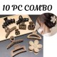 10-Pc Hair Claw Clips include Large Clip and Small Clip for Thick Thin Hair, Strong Hold jaw clip Big Non-slip Matte Hair Clutcher For Women And Girls (Brown)