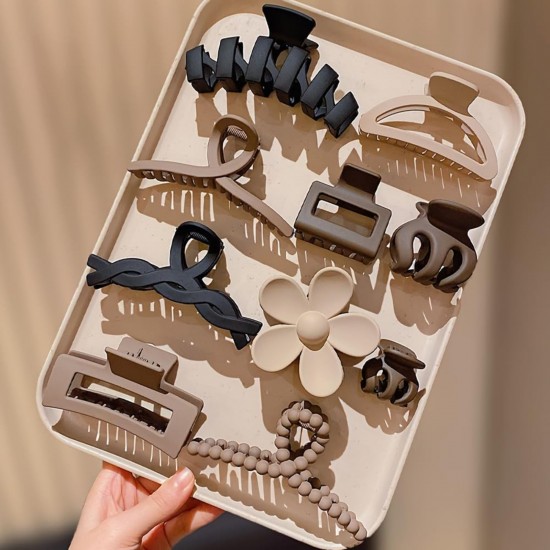 10-Pc Hair Claw Clips include Large Clip and Small Clip for Thick Thin Hair, Strong Hold jaw clip Big Non-slip Matte Hair Clutcher For Women And Girls (Brown)