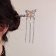 1 - Pc Butterfly Hair Stick | Traditional Chinese Style Hairpin with Dangling Pearl Chains | Elegant Bun Holder for Weddings, Festivals & Daily Styling For Women And Girls