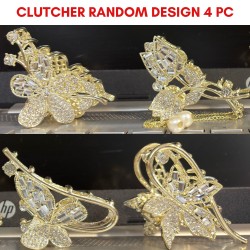 4-Pc Rhinestone Korean Golden Stone Small Metal Hair Clip/Hair Claw/Clutcher/Back pin for Wedding/Trending Hair Accessories for girls & Women MAYIR CLIP/ JADAI CLIP/ JATTU CLIP/ HEIR CLAW/ GOTTAMU