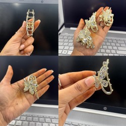 4-Pc Rhinestone Korean Golden Stone Small Metal Hair Clip/Hair Claw/Clutcher/Back pin for Wedding/Trending Hair Accessories for girls & Women MAYIR CLIP/ JADAI CLIP/ JATTU CLIP/ HEIR CLAW/ GOTTAMU