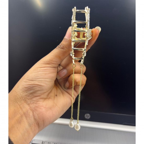 4-Pc Rhinestone Korean Golden Stone Small Metal Hair Clip/Hair Claw/Clutcher/Back pin for Wedding/Trending Hair Accessories for girls & Women MAYIR CLIP/ JADAI CLIP/ JATTU CLIP/ HEIR CLAW/ GOTTAMU