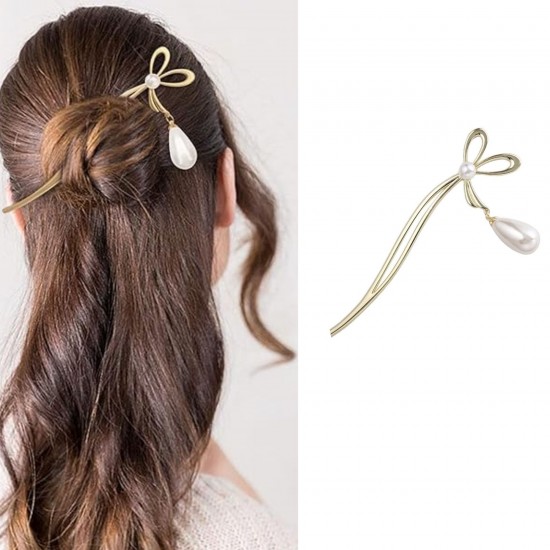 1-Pc Ribbon Stick Hairpin Traditional Hair Fork Hair Chopsticks Metal Hairpin KONDAI KUCHI/ KOPPU PIN/ TURUBU PIN/ KOONTHAL KUCHI