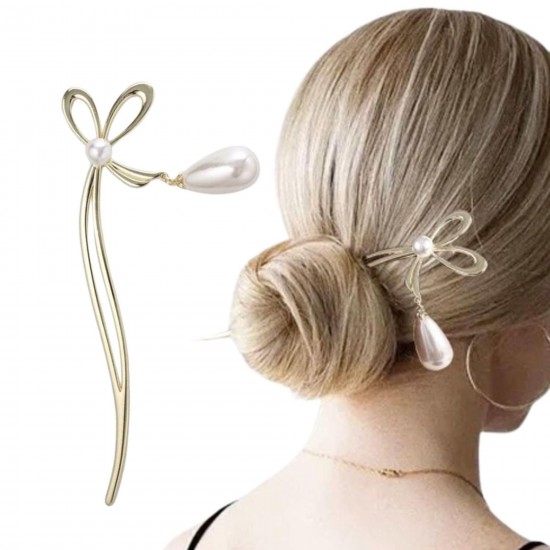 1-Pc Ribbon Stick Hairpin Traditional Hair Fork Hair Chopsticks Metal Hairpin KONDAI KUCHI/ KOPPU PIN/ TURUBU PIN/ KOONTHAL KUCHI