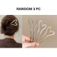 3-Pc RANDOM Colour Metal Heart Shaped Hair Sticks | French Hair Pin | Heart French Stick | French Stick | Hair U Shaped Hair Pins | Hair Fork Elegant Hair Accessories for Women and Girls
