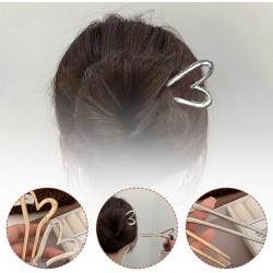 2-Pc RANDOM Colour Metal Heart Shaped Hair Sticks | French Hair Pin | Heart French Stick | French Stick | Hair U Shaped Hair Pins | Hair Fork Elegant Hair Accessories for Women and Girls