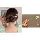Lily Flower And Green Leaf Hairpin Orchid Tassel,Traditional Hair Fork Hair Chopsticks Metal Hairpin
