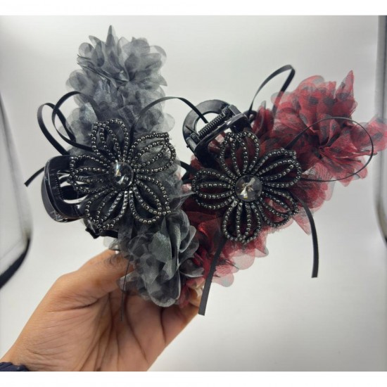 1-Pc RANDOM Colour Rhinestones Big Bow Hair Claw Clips Ractangle Flower Hair Barrette Nonslip Claw Clip Solid Color Hair Accessories for Women Girls