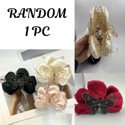 1-Pc RANDOM Colour Flower Claw Clip, Claw Clips Elegant Hair Accessories Strong Hold Clutchers Thin Medium Hair for Daily & Special Occasions For Women And Girls