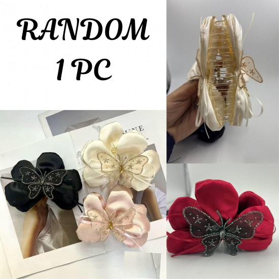 1-Pc RANDOM Colour Flower Claw Clip, Claw Clips Elegant Hair Accessories Strong Hold Clutchers Thin Medium Hair for Daily & Special Occasions For Women And Girls
