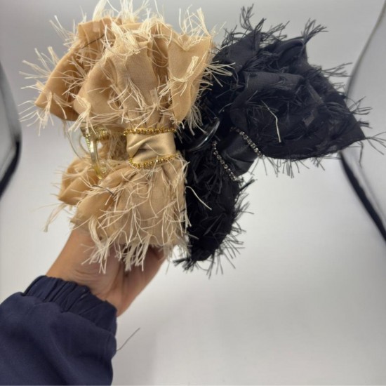 1-Pc RANDOM Korean Fashion New Lace Clutcher Hair Claw for Women Gorgatte Big Bow Ponytail Hair Clutch Hair Accessories For Women And Girls