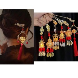 2pcs Chinese Hair Sticks, Lantern Light Tassel Hairpins Glowing in The Dark Hair Pin Retro Hair Accessory Hair Chostick