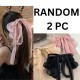 2-Pc RANDOM Colour Long Back Ribbon Bows Cute Hair Bow Clips Assorted Colours Wedding and Parties Pearls Decorative Ponytail Holder Hair Accessories for Women and Girls MAYIR CLIP/ JADAI CLIP/