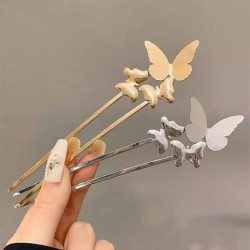 1-Metal U-Shaped Butterfly Tassel Hair Sticks | Retro Chinese Style Hairpins | Elegant Hair Accessories for Women and Girls | Metal Hair Chopsticks, Hair Forks,