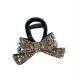 Elegant Crystle Rhinestone Bow Hair PVC Claw - Sparkling Vintage-Inspired Shark Clip Accessory for Stylish Updos, Black with Clear Gemstones, Perfect for Bridal or Formal Hairstyles, Elegant Hair Clip