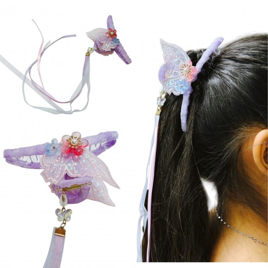 1-Pc BUTTERFLY Hair Claw Clips Clutcher With Long Tessal | MAYIR CLIP/ JADAI CLIP/ JATTU CLIP/ HEIR CLAW/ GOTTAMU/ HEIR KLIP/ KLIP/ BAALA KLIP/ KLACHAR/ KES PAKAD/ 