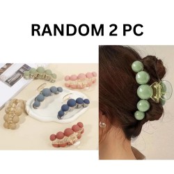 2-PC-RANDOM - Stylish Large Big Pearl Hair Claw Clips Long Hair Jaw Clips Clutches Barrettes Hair Accessories for Women and Girls