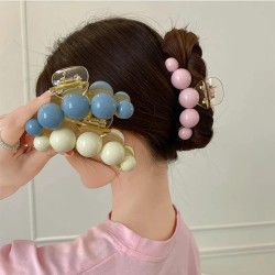 2-PC-RANDOM - Stylish Large Big Pearl Hair Claw Clips Long Hair Jaw Clips Clutches Barrettes Hair Accessories for Women and Girls