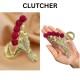 Beautiful Rhinostone Bouquet Metal Stone Pearl Elegant Flower Red Rose Design Hair Clutcher Hair Accessories For Women & Girls