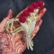 Beautiful Rhinostone Bouquet Metal Stone Pearl Elegant Flower Red Rose Design Hair Clutcher Hair Accessories For Women & Girls