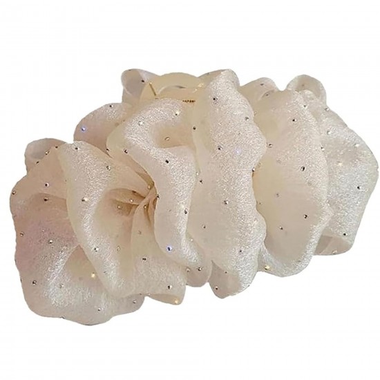 1-Pc BLACK Elegant Ruffle Design Hair Clutcher – Durable and Comfortable Large Claw Clips For Thick Hair, Wide-open Nonslip Ponytail Holder Hair Accessories For Women Girls