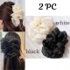 2-Pc WHITE & BLACK Elegant Ruffle Design Hair Clutcher – Durable and Comfortable Large Claw Clips For Thick Hair, Wide-open Nonslip Ponytail Holder Hair Accessories For Women Girls