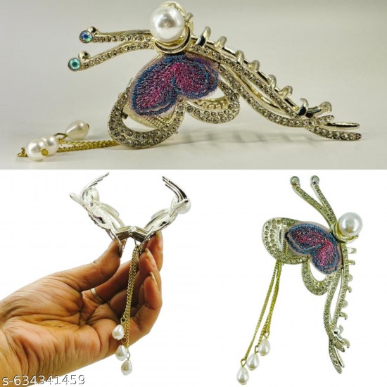 Rhinestone Butterfly Claw With Long Hair Tassel Korean Style Hair Claw Clip | Metal Clutcher | MAYIR CLIP/ JADAI CLIP/ JATTU CLIP/ HEIR CLAW/ GOTTAMU/ HEIR KLIP/ KLIP/ BAALA KLIP/ KLACHAR