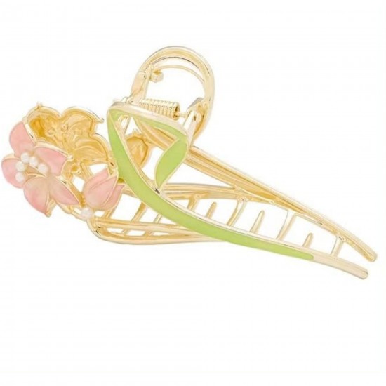 2-Pc RANDOM Colour Lily Flower Hair Claw Clips Large Metal Clutcher for Women Girls MAYIR CLIP/ JADAI CLIP/ JATTU CLIP/ HEIR CLAW/ GOTTAMU/ HEIR KLIP/ KLIP/ BAALA KLIP/ KLACHAR/ KES PAKAD/ KESANCHI CLIP/ CHUL