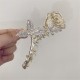 Rhinestones Design Gold Rose Flower Metal Hair Jaw Clamps with Large Hair Clips Styling Nonslip Hair Accessories Strong Hold Catch Clips For Women And Girl
