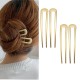 4 - PC Golden colour U Shaped Hair Pins, Metal Hair Fork, Vintage Hair Sticks, Hair Pins for Buns for women &girls.