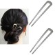 2 PC Silver colour U Shaped Hair Pins, Metal Hair Fork, Vintage Hair Sticks, Hair Pins for Buns for women &girls.