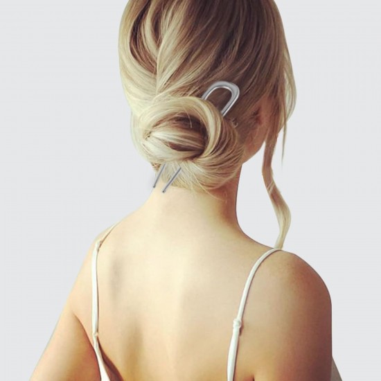 2 PC Silver colour U Shaped Hair Pins, Metal Hair Fork, Vintage Hair Sticks, Hair Pins for Buns for women &girls.