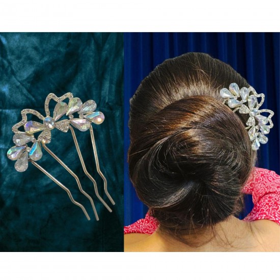Rhinestone Crystal French U Shaped Hairpins Hair Clips Women Metal Forks Hair Styling Flower Hair Pins Bridal Hair Pieces Headwear Colorful Beads Wedding Headpiece Hair Dress Crystal Hair Accessories for women & Girls