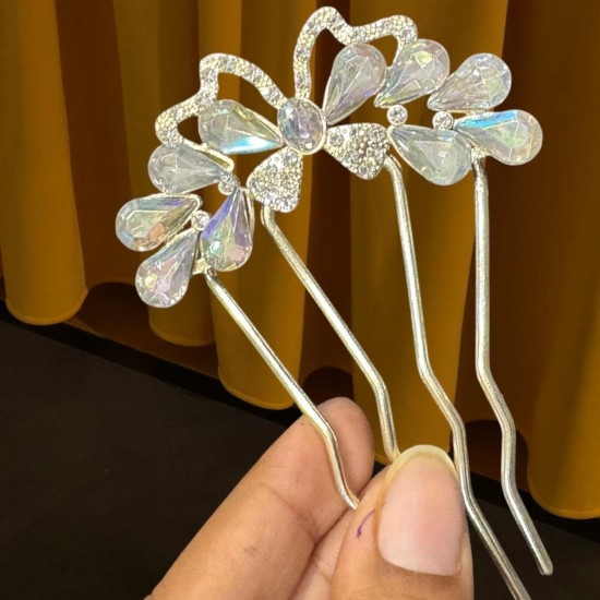 Rhinestone Crystal French U Shaped Hairpins Hair Clips Women Metal Forks Hair Styling Flower Hair Pins Bridal Hair Pieces Headwear Colorful Beads Wedding Headpiece Hair Dress Crystal Hair Accessories for women & Girls
