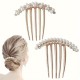 Rhinestone Pearl Hair Comb Teeth Hair Accessories Insert Comb Hair Arrangement Hair Side Combs French Pearl Wedding Bun Pin | Bun For Women Girls