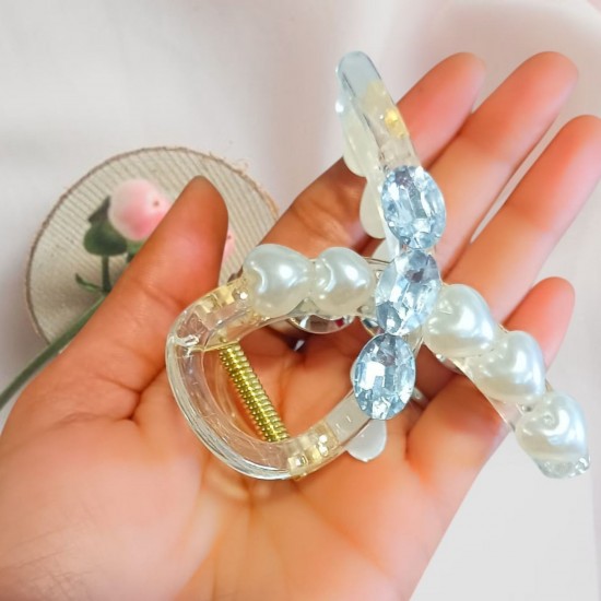 2-PC-Random Sweet Hair Claw Cross Shape Shinning Hair Clip For Woman Long For Woman & Girls