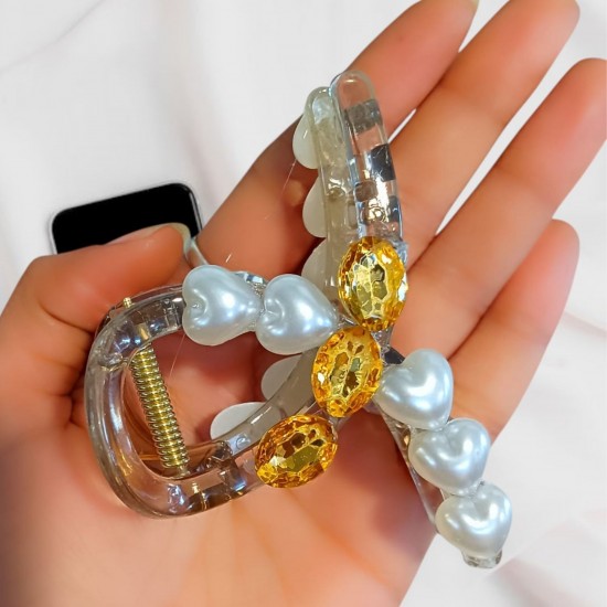 3-PC-Random Sweet Hair Claw Cross Shape Shinning Hair Clip For Woman Long For Woman & Girls