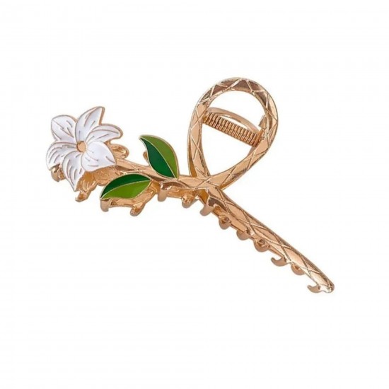 Flower Metal Hair Claw | Clutcher | Clips Large Lily Gold Hair Claw Hair Barrettes Strong Hold Hair Clamps Fashion Hair Accessories with Long Thick Thin Curly Hair For Women And Girls