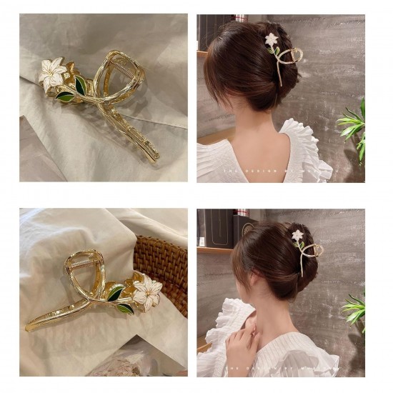 Flower Metal Hair Claw | Clutcher | Clips Large Lily Gold Hair Claw Hair Barrettes Strong Hold Hair Clamps Fashion Hair Accessories with Long Thick Thin Curly Hair For Women And Girls