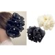 2-Pc RANDOM Colour Chiffon Silk Hair Claw Clips Large Pearl Bows Hair Clips Barrtette Hair Accessories Non-slip for Thin Thick Long Hair for Women And Girls