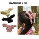 1-Pc RANDOM Colour Enchanted Hair Claw with Soft Ruffled Fabric and Golden Heart Charm Whimsical Blend Elegance Grace and Vintage for Effortless Glamour and Hair Styling For Women And Girls