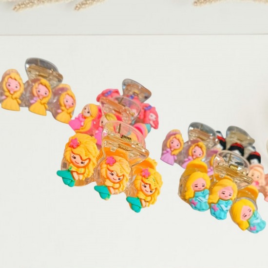 4-Pc-Random Cute Cartoon Girls Hair Claw Mini Barrettes Korea Kids Girls Hair Clips Acrylic Lovely Headwear Fashion Hair Accessories RANDOM