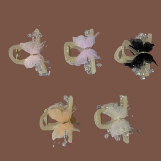 2-Pc RANDOM Colour Butterfly Cute Hair Clips with Pearl Rhinestone Design Sweet Claw Clip for Thick or Thin Hair Clips Hair Accessories for Women And Girls