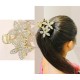 Double Flower Hair Clip AD Diamond Stone Metal Calture Silver Rhinestone Side Hair Clutcher Crystal Bridal Hair Pin Barrette Flower Decorative Hair Clip Hair Accessories for Women and Girls
