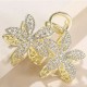 Double Flower Hair Clip AD Diamond Stone Metal Calture Silver Rhinestone Side Hair Clutcher Crystal Bridal Hair Pin Barrette Flower Decorative Hair Clip Hair Accessories for Women and Girls