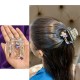 1-Pc RANDOM Colour Rectangular Shape Elegant Claw Clip Floral Detailing With Purple Gems For Hairstyle Transparent Enemal Design With Stylish Accessory For Girls And Women