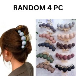 4-PC-RANDOM - Stylish Large Big Pearl Hair Claw Clips Long Hair Jaw Clips Clutches Barrettes Hair Accessories for Women and Girls