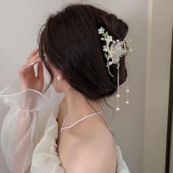 Rhinestones Designs Butterfly Flowers Hair Claw Clips Metal Hair Jaw Clamps Non-slips Catch Claw | Cluthchter with Pearls Tassel Hair Styling Hair Accessories for Women And Girls