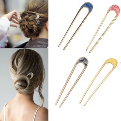 4- PC coloured U shaped Metal Hair Stick, Antique U-shaped Stick, Everyday U-shaped Hair Bun stick | Hair accessories